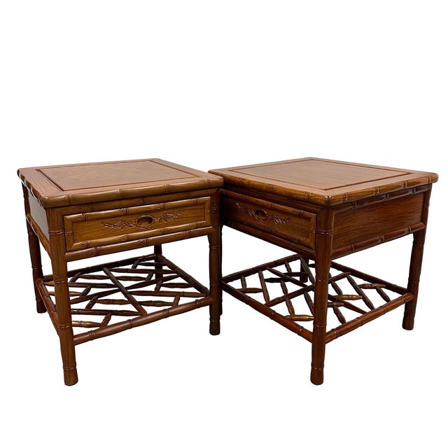 Look at this pair of Chinese carved Night Stand. It is made from Solid Rosewood and have beautiful Chinese traditional...