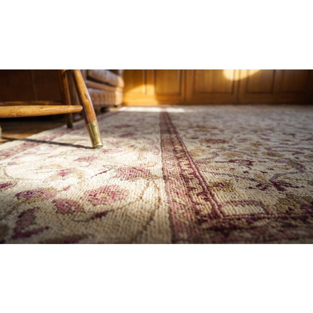 Splendid Ivory Color With Special Floral Design Antique Amritsar Rug For Sale - Image 14 of 15