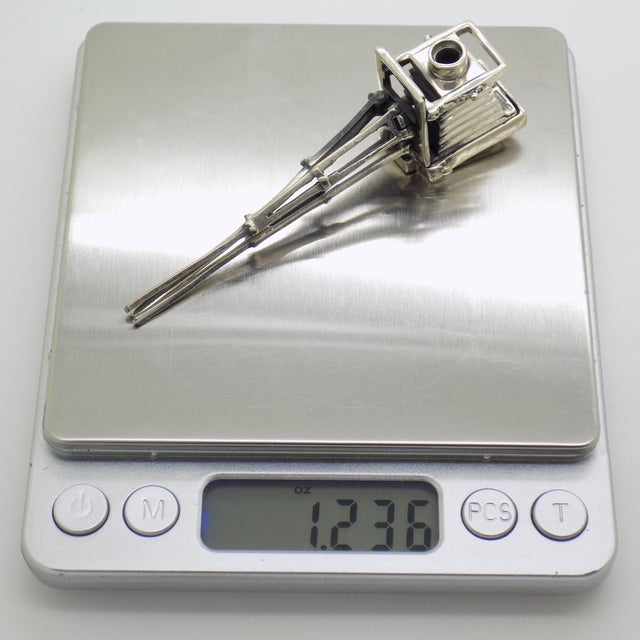Silver Vintage Italian Handmade Genuine Sterling Silver 925 Camera Tripod Figurine Miniature, Made in Tuscany (Arezzo) For Sale - Image 8 of 9