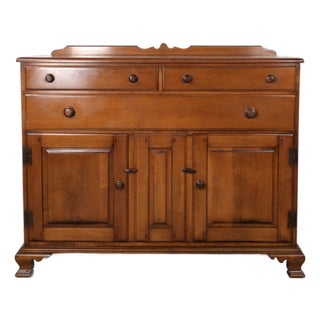 Antique Country Style Maple Sideboard With Turned Wood Pulls For Sale