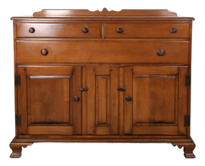 Antique Country Style Maple Sideboard With Turned Wood Pulls