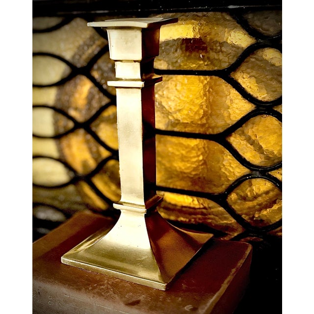 Brass Early 1900s Antique Brass Statuesque Candlestick Holder Anderson Chicago Foundry “A” For Sale - Image 8 of 10