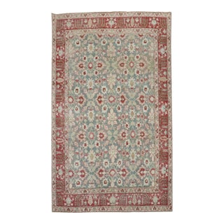 Green Red Antique Persian Tabriz - 6'3" x 9'10" For Sale