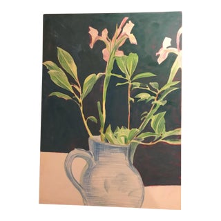 1980s Pitcher With Flowers Original Drawing For Sale