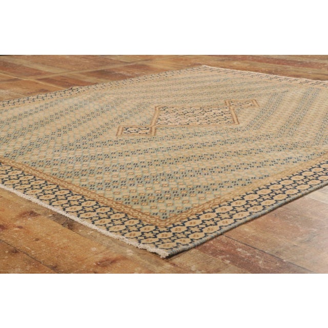 Tan Vintage Persian Kerman Rug - 05'03 X 06'01 For Sale - Image 8 of 10