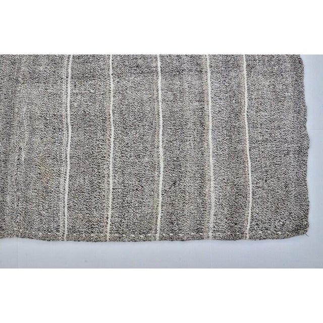 1950s Vintage Minimalist Turkish Striped Kilim Rug in Oatmeal & Ivory Pinstripes For Sale - Image 5 of 9