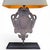Late 20th Century Cast Iron Shield Table Lamps With Linen Shades - A Pair For Sale In Atlanta - Image 6 of 9