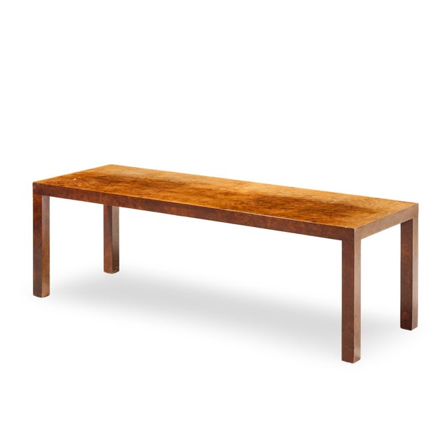 Brown Milo Baughman for Directional Mid Century Burlwood Parsons Coffee Table For Sale - Image 8 of 10