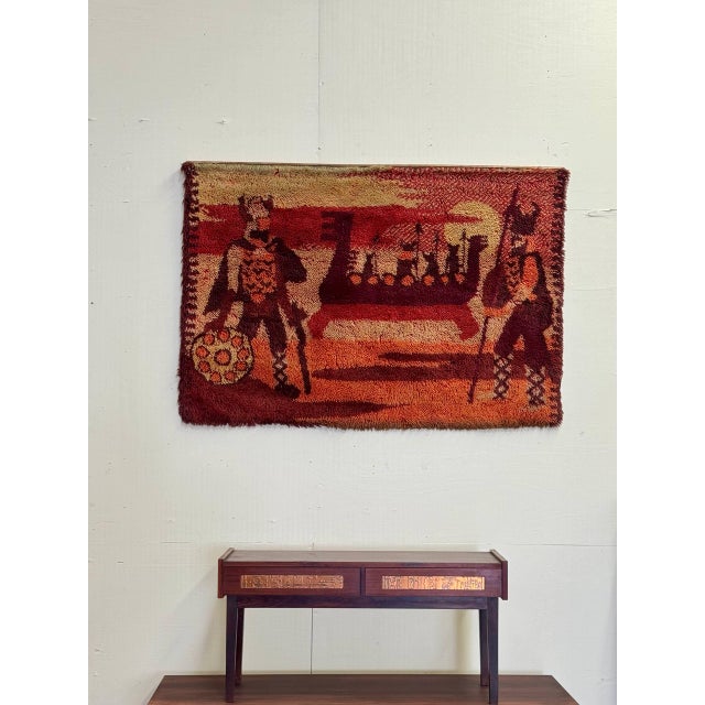Textile Vintage Danish Viking Rya Wall Rug by Ege Rya 1970s – High Pile Tapestry Textile Art For Sale - Image 7 of 10
