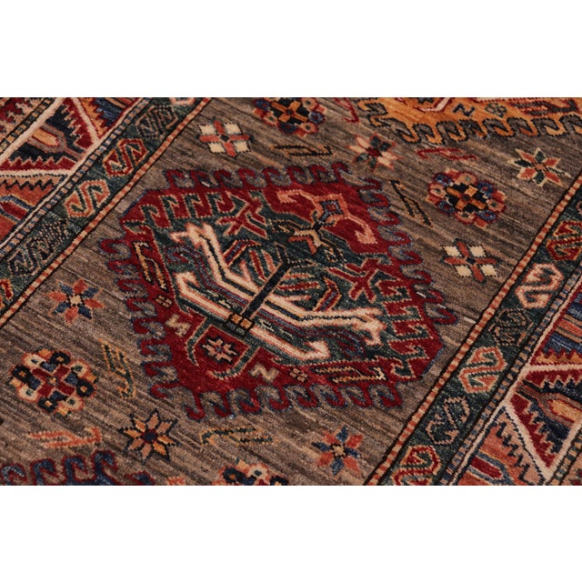 Rustic Super Kazak Gray Wool Runner - 2'9'' X 10'5'' For Sale - Image 4 of 8
