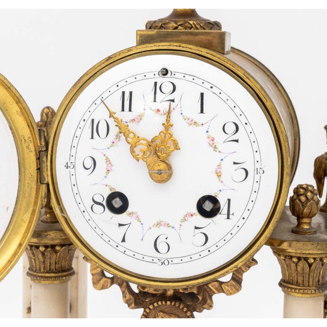 Louis XVI Style Marble and Bronze Clock and Candelabra Set, Late 19th Century For Sale - Image 10 of 18