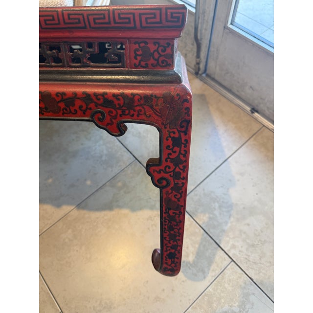 1920s 1920s Chinese Red Lacquered Table For Sale - Image 5 of 13