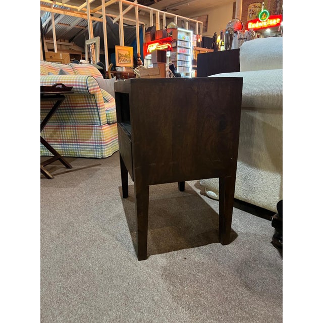 Wood Vintage Geometric Inlay Wood Side Table With Drawer For Sale - Image 7 of 7