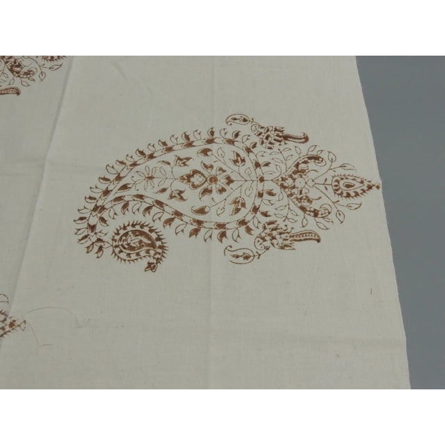 Vintage Indian Hand Blocked Paisley Batik Fabric Fragment Cotton Brown and natural Size:22.5"W x 27"Long