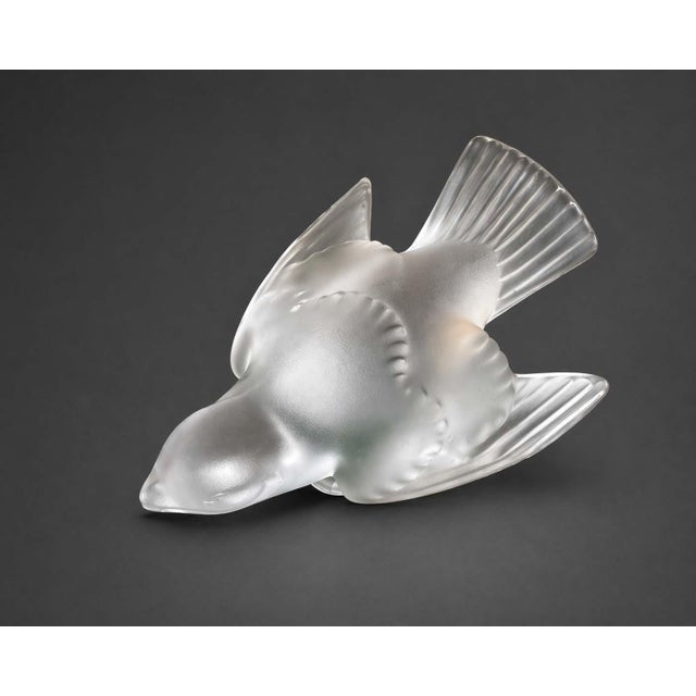 Elegant Lalique frosted crystal dove figurine, beautifully crafted with a soft satin (frosted) finish and graceful...