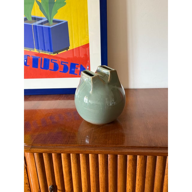 Mid-Century Modern Green Spherical Gres Vase, Franco Bucci Italy Ca. 1970 For Sale - Image 13 of 13