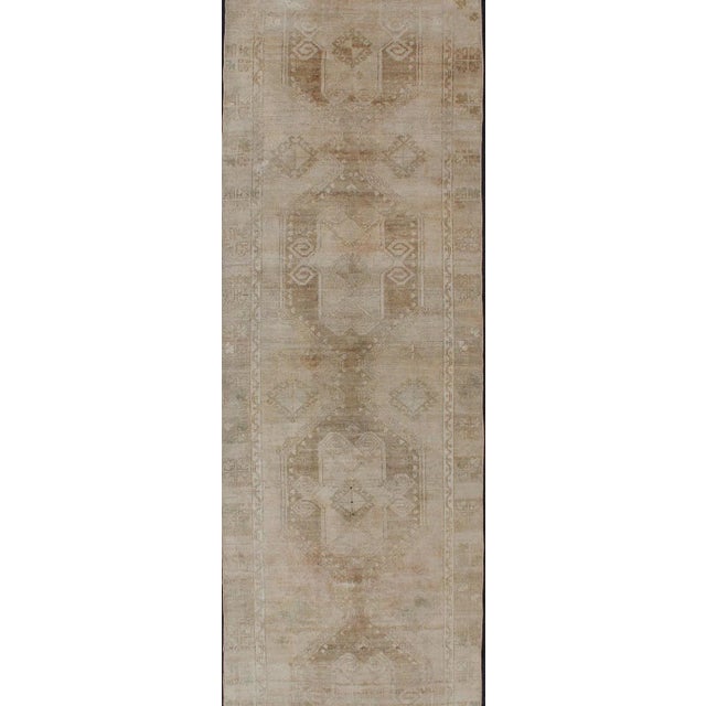 Vintage Turkish Runner in Earth Tones & Light Brown in Medallions For Sale - Image 4 of 12