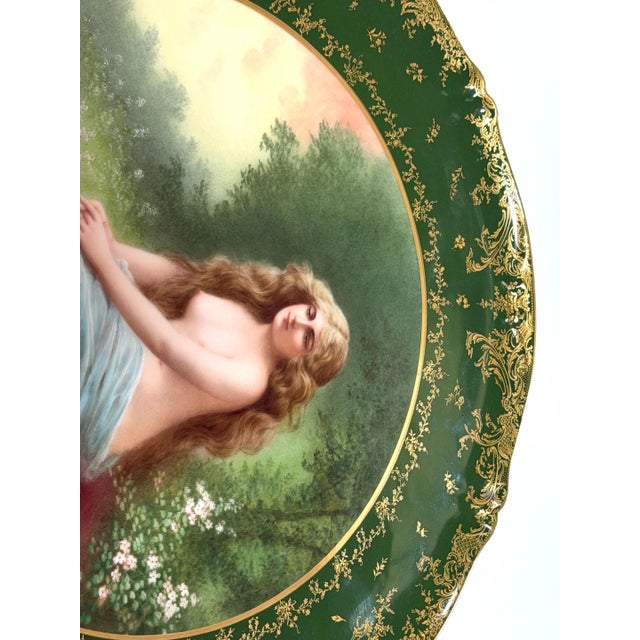 17.5" Theodore Haviland Limoges Vienna Style Portrait Charger, Solitude, c. 1900 For Sale - Image 12 of 15