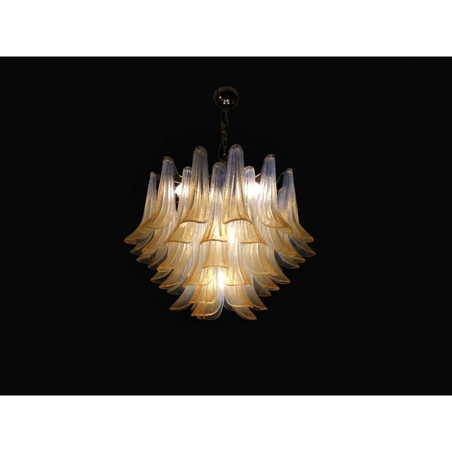Silver Chandelier with Opal Tulip Murano Glass, 1972 For Sale - Image 8 of 12