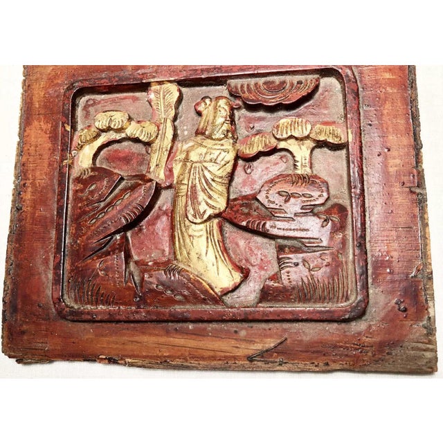 Asian Antique Chinese Wood Panel Carving, Cunninghamia Wood, Circa 1800-1849 For Sale - Image 3 of 5