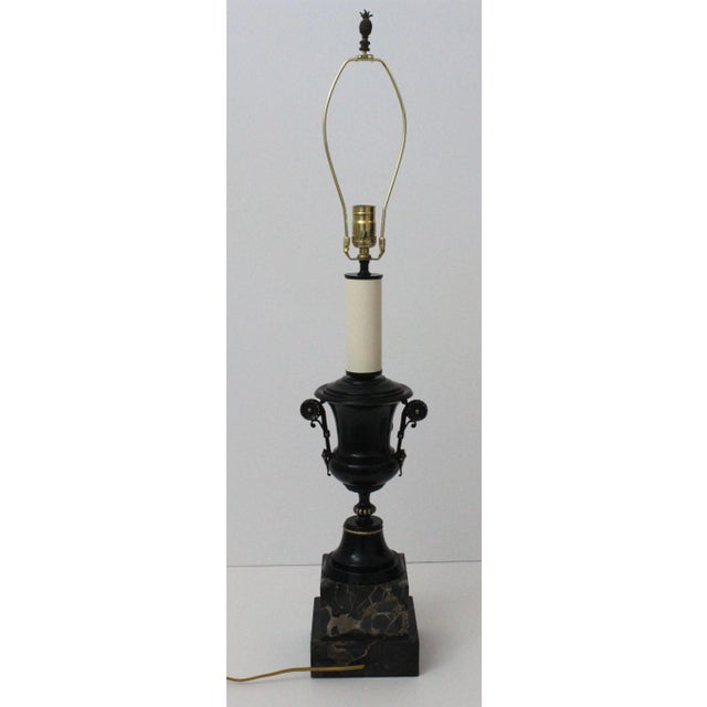 Antique 1880's Renaissance Revival Urn Mounted as a Table Lamp. Measures 36 1/2" to top of finial and 26 1/4 to top of...