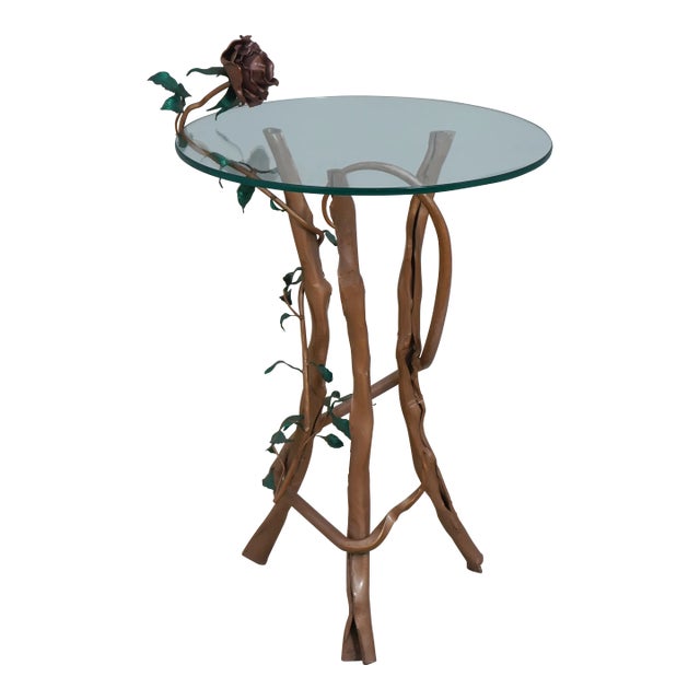 Stunning Italian Toleware Floral Base Iron Occasional Table For Sale