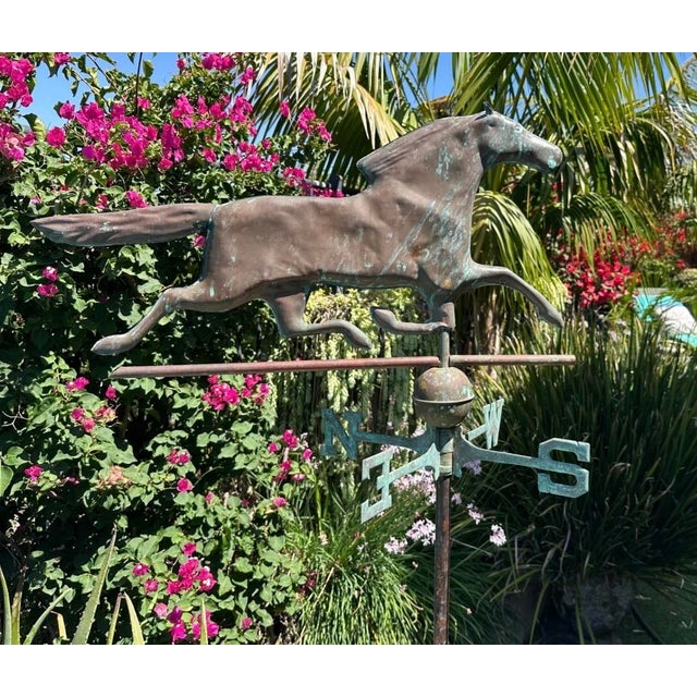 Exceptional 19th Century American Copper Running Horse Weathervane Original Stand For Sale In San Diego - Image 6 of 18