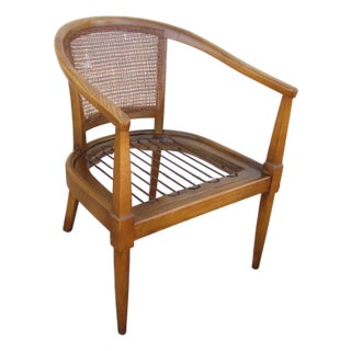 Mid 20th Century American of Martinsville Barrel Back Cane Arm Chair For Sale