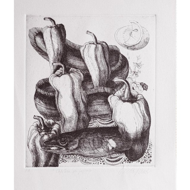 Angela Occhipinti, Capitone with Peppers: Author's Proof, 1950, Engraving For Sale - Image 4 of 4