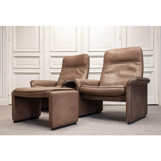 1960s Lounge Chairs with Ottoman from de Sede, Switzerland, 1960s, Set of 3 For Sale - Image 5 of 16