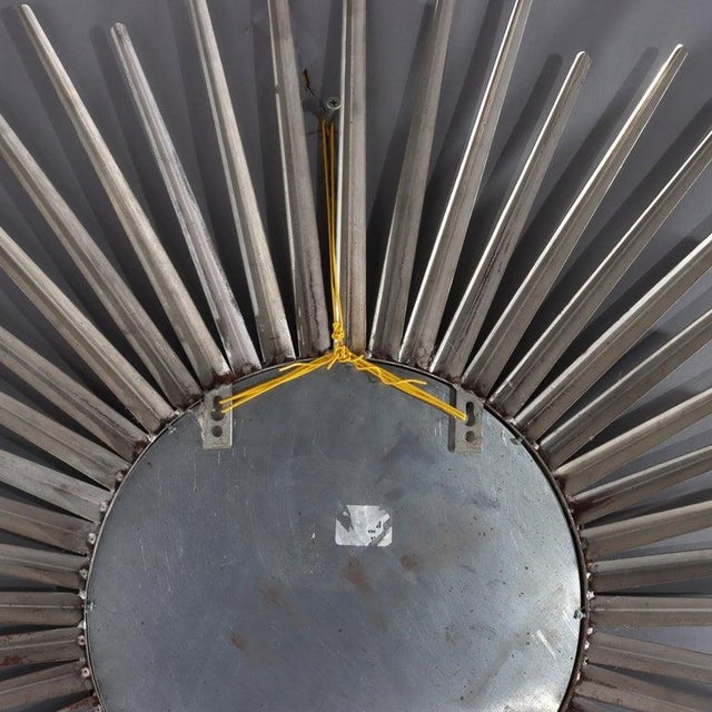 Silver Vintage MCM Silver Gilt Metal Sunburst Mirror Unsigned C1970 For Sale - Image 8 of 9