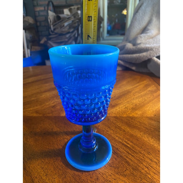 1 American Hobnail Blue Opalescent Westmoreland Style Goblet For Sale In Boston - Image 6 of 12