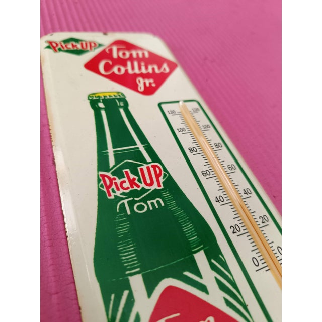 Premium Vintage Style Tom Collins Jr. Lemon Drink Advertising Thermometer Sign For Sale - Image 4 of 11