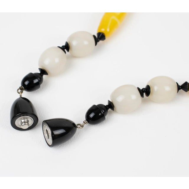 Angela Caputi Extra-Long Necklace Faux-Wood and Textured Yellow Resin Beads For Sale - Image 10 of 12