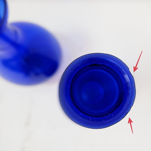 Vintage Handblown Cobalt Blue Glass Vases, Set of 2 For Sale - Image 11 of 12