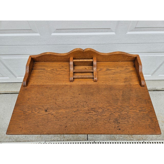 Brown Antique Diminutive Oak Writing Desk For Sale - Image 8 of 16