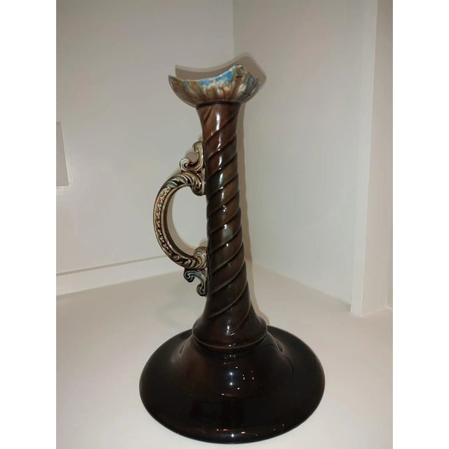 Brutalist Vintage Drip Glaze Trumpet Vase For Sale - Image 3 of 12