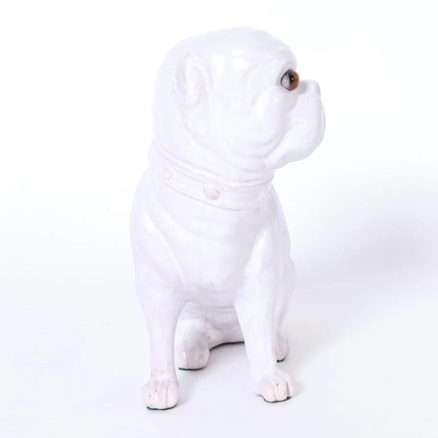 Mid-Century Modern Mid-Century Italian Glazed Terra Earthenware French Bulldog For Sale - Image 3 of 7