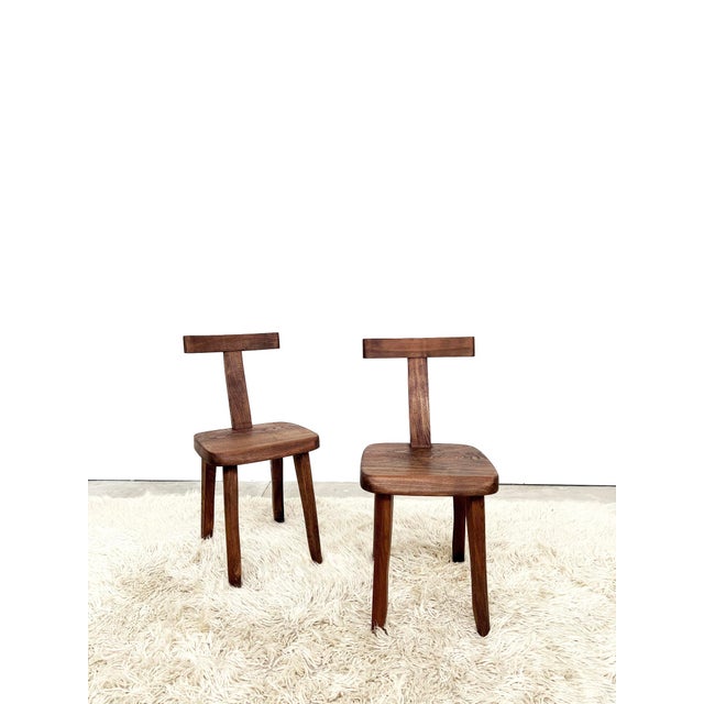 Rustic Vintage T Aranjou Chairs in Elm, 1960, Set of 6 For Sale - Image 3 of 18