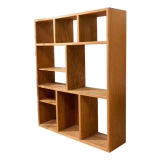 Vintage Modernist Oak Open-Shelf Room Divider Bookcase For Sale