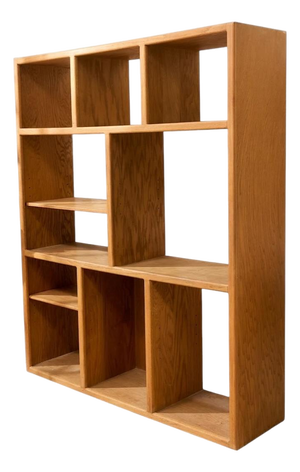 Vintage Modernist Oak Open-Shelf Room Divider Bookcase