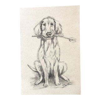 “For You” Contemporary Charcoal Dog Portrait on Paper For Sale