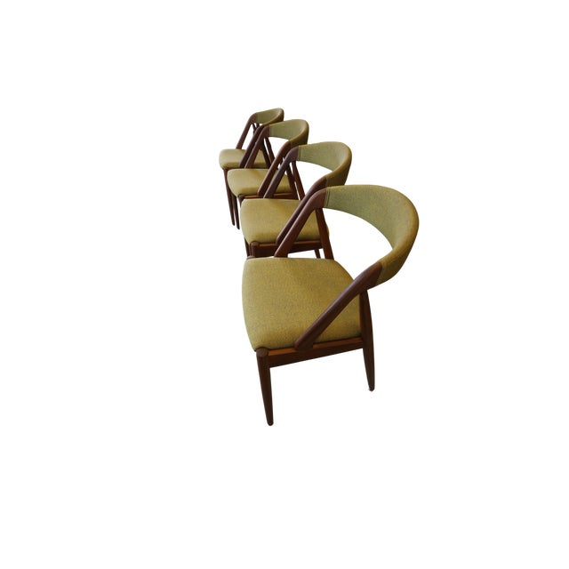 Model 31 Chairs in Teak and Wool Fabric by Kai Kristiansen for Schou Andersen, 1960s, Set of 4 For Sale - Image 9 of 17