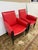Design Plus Gallery presents a Pair of Ke-Zu Armchairs by Dakota Jackson. The chairs have mahogany frames wrapped in True...