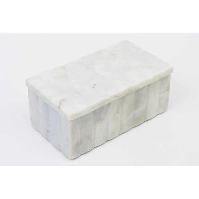 This lovely heavy white and gray marble box is a great desk or console accessory. From the 90's. Could be used as cocktail...