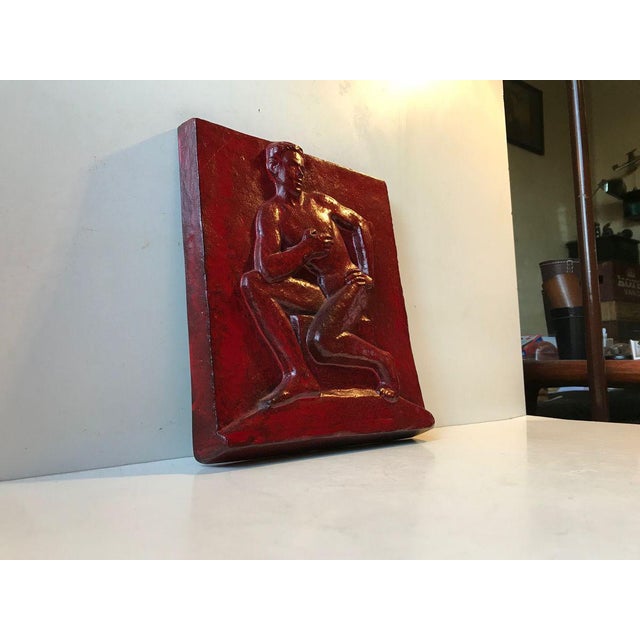 Naked Man Cast Iron Relief Wall Plaque by Jørgen Gudmundsen-Holmgreen for A/S H. Rasmussen & Co - Odense, 1956 For Sale - Image 9 of 9