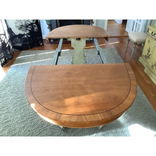 Vintage Hollywood Regency Satinwood Extension Dining Table and 8 Cane-Back Chairs For Sale - Image 10 of 12