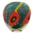 Allain Guillot French Studio Art Glass Vase, Turquoise Foil With Red Murrine and Yellow Bands, Signed m.06-50 For Sale