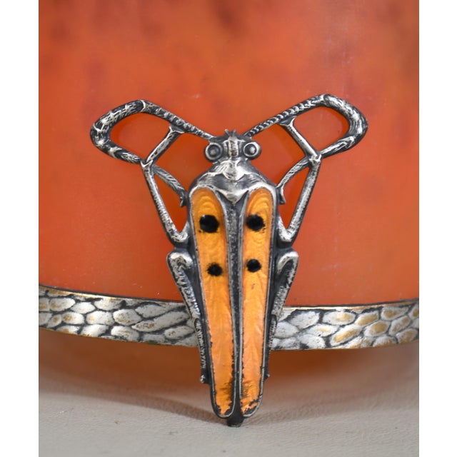 Burnt Orange Schneider & E Val French Art Deco Beetle Boudoir Lamp - 1930s For Sale - Image 8 of 12
