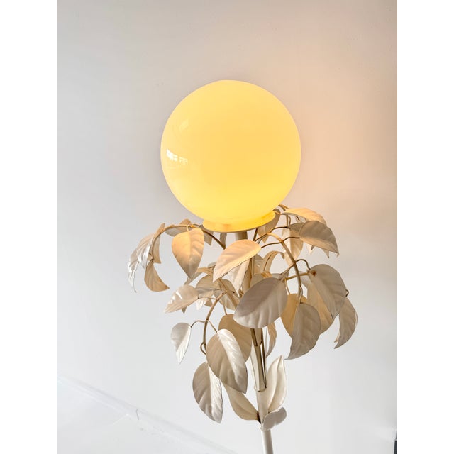 Italian Enamel White Leaf Tole Floor Lamp by Sergio Terzani, 1970s For Sale - Image 16 of 18